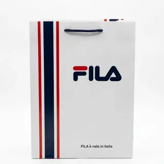 Подарунковий пакет Fila 37×26×13 см I Фірмовий паперовий пакет з ручками для взуття та одягу