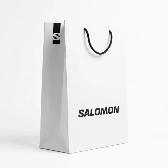 Білий паперовий пакет Salomon I Фірмовий подарунковий пакет з ручками для трекінгового взуття, кросівок та одягу Саломон