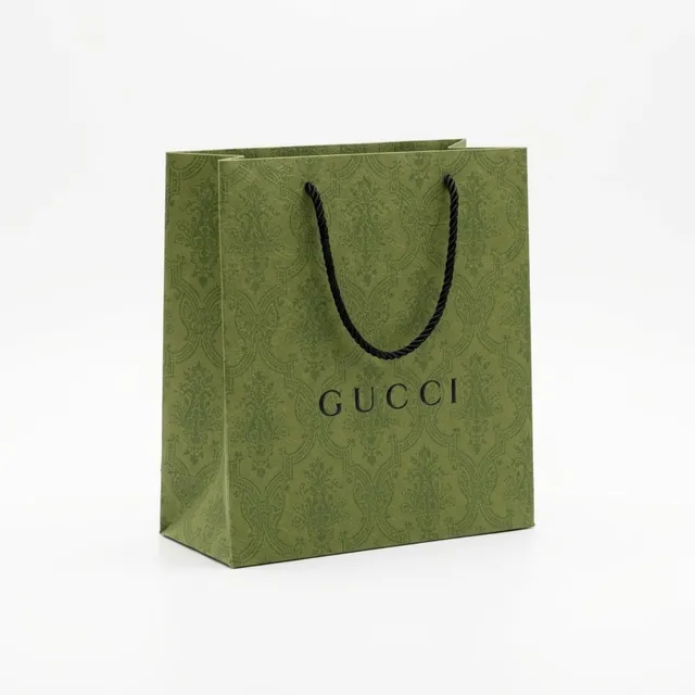 Зелений подарунковий пакет Gucci I Преміальний паперовий пакет Гуччі з тисненням для взуття, аксесуарів та подарунків